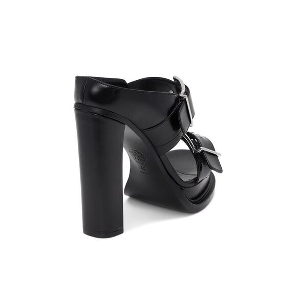 ALEXANDER MCQUEEN Womens Black 1-1/2" Platform Open Leather Heeled Sandal 39 - Picture 2 of 2